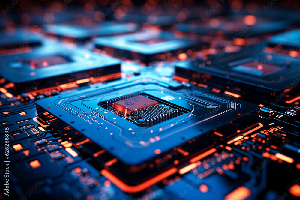 circuit board computer style image background technology background,generative ai