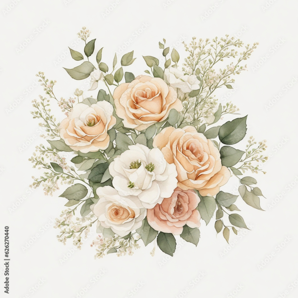 bouquet of roses on a white background