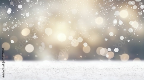 Winter Christmas Snow Fall Bokeh Lights Snowflakes Pastel Colour Background