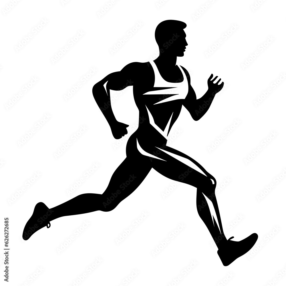Marathon runner athlete logo black silhouette svg vector
