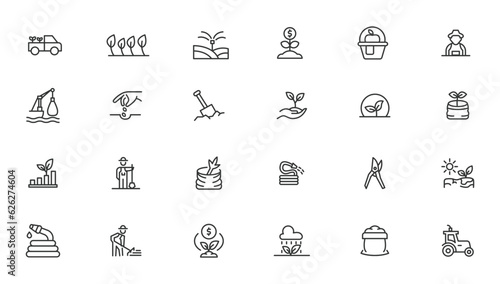 Agriculture icon set. Ecology line icons set. Cultivation icon set