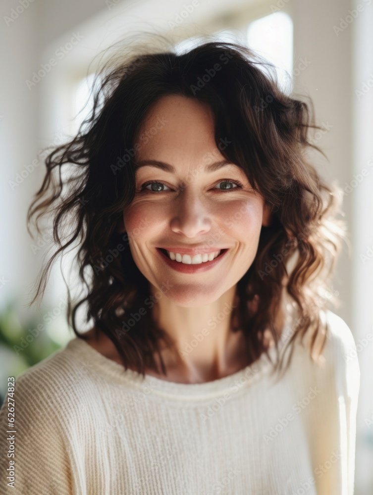 Beautiful middle-aged women smile. Generative AI Beautiful middle-aged women smile. Generative AI