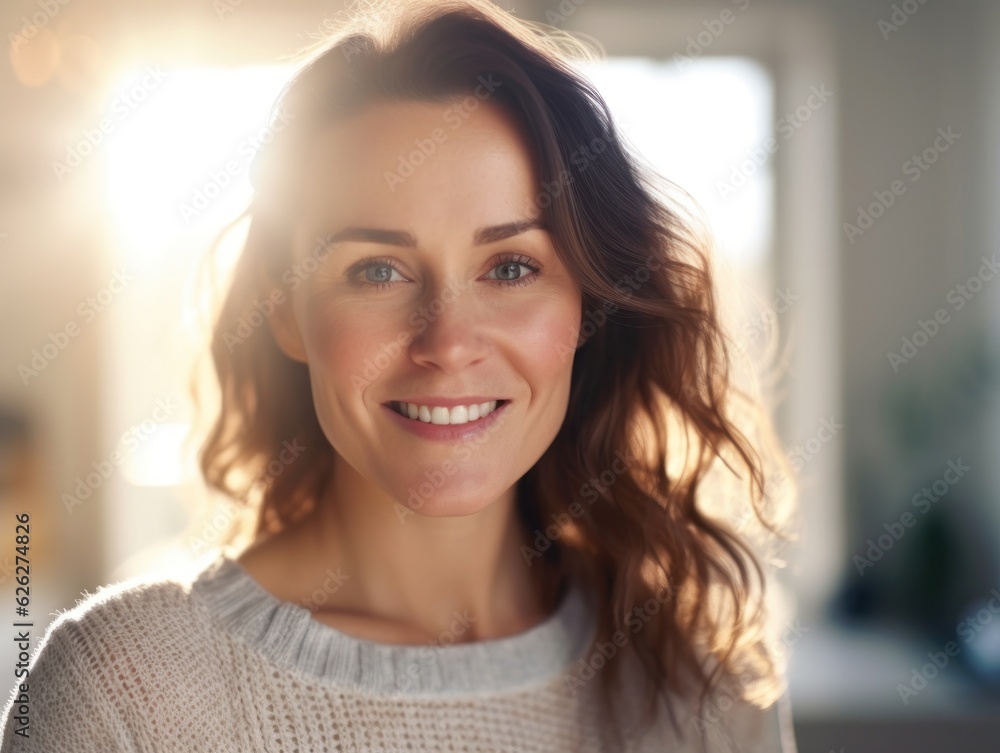 Beautiful middle-aged women smile. Generative AI