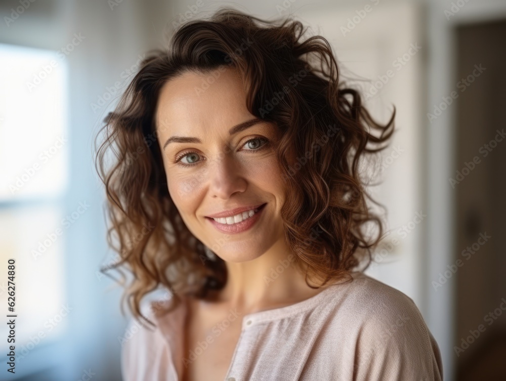 Beautiful middle-aged women smile. Generative AI Beautiful middle-aged women smile. Generative AI