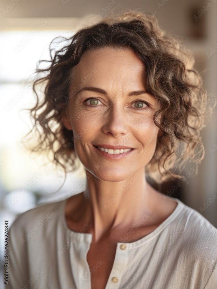 Beautiful middle-aged women smile. Generative AI Beautiful middle-aged women smile. Generative AI