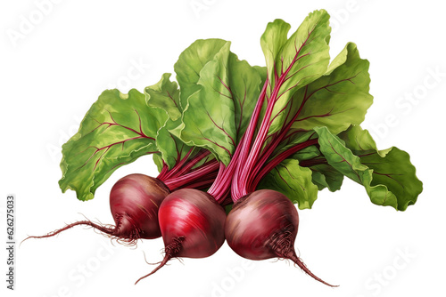 Beetroot with Leaves Isolated on Transparent Background, Generative Ai