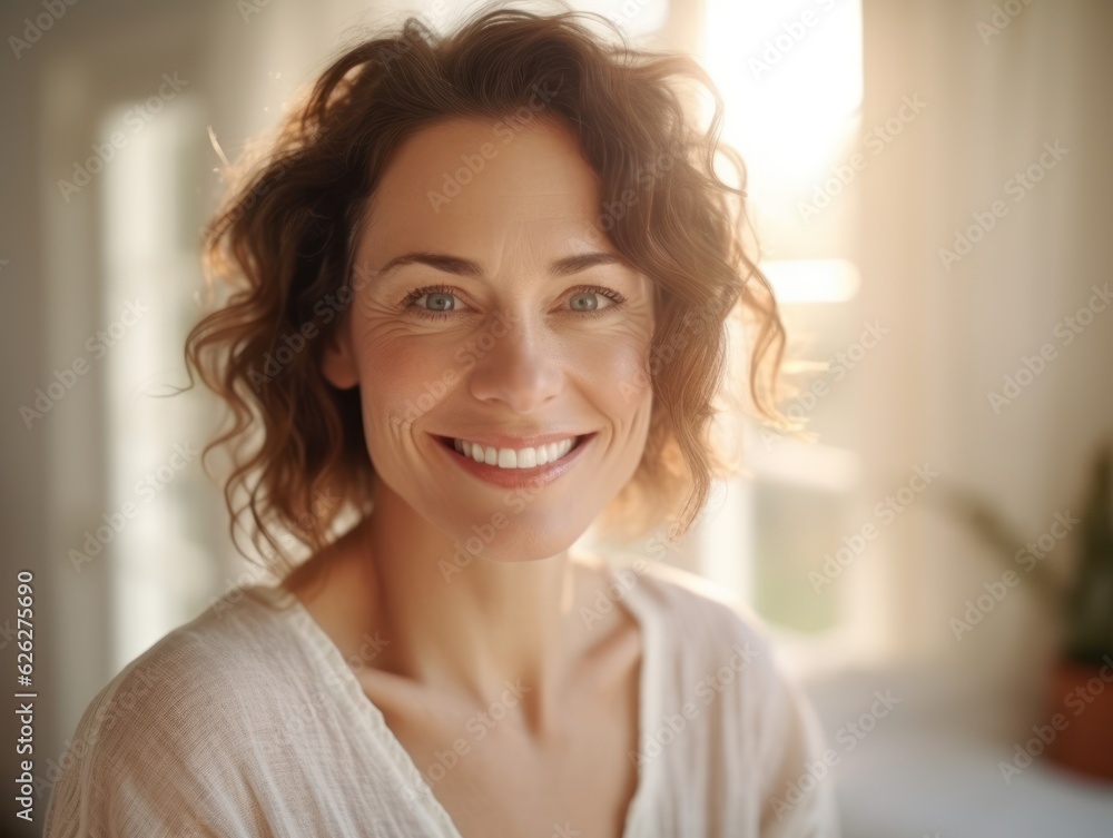 Beautiful middle-aged women smile. Generative AI Beautiful middle-aged women smile. Generative AI