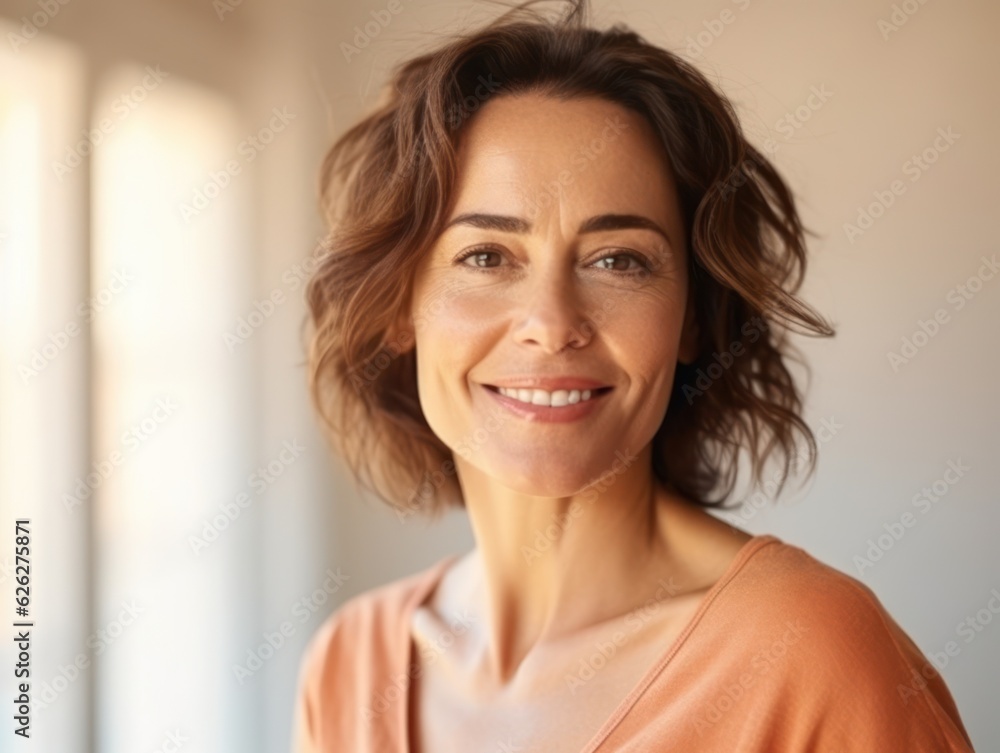 Beautiful middle-aged women smile. Generative AI Beautiful middle-aged women smile. Generative AI
