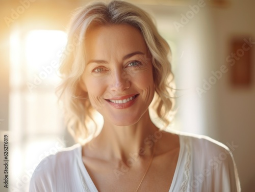 Beautiful middle-aged women smile. 