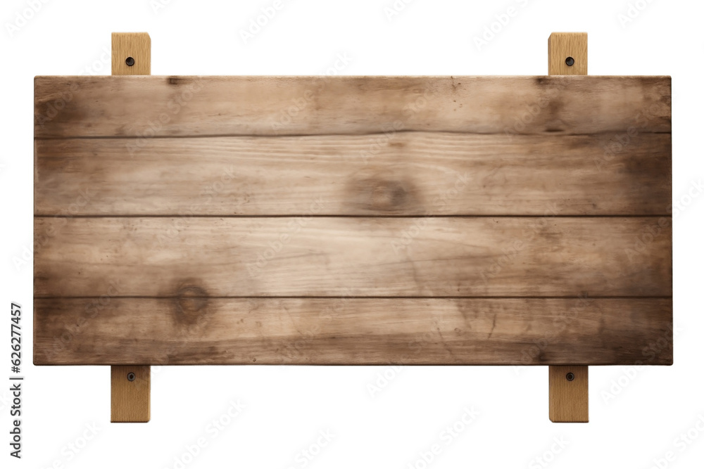 Empty Rustic Wooden Sign Close-up Isolated on Transparent Background Generative AI