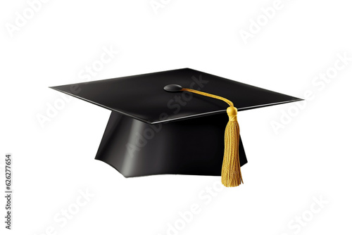 Isolated College Graduation Cap Transparent Background. Generative AI