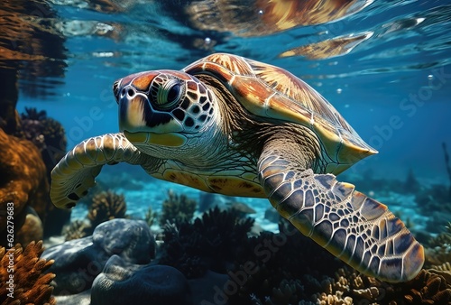 Hawaiian Green Sea Turtle (Chelonia mydas) © lebanmax
