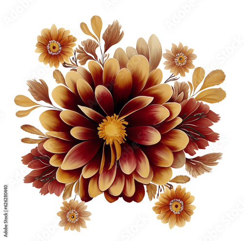 A Bouquet Of  Flowers With Leaves Clipart Generative AI
