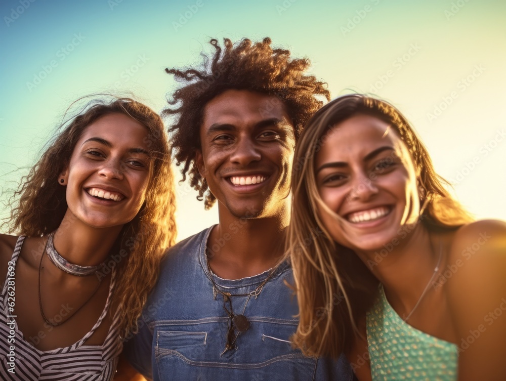 Fototapeta premium Friendship Day. Happy friends is smilling. Generative AI