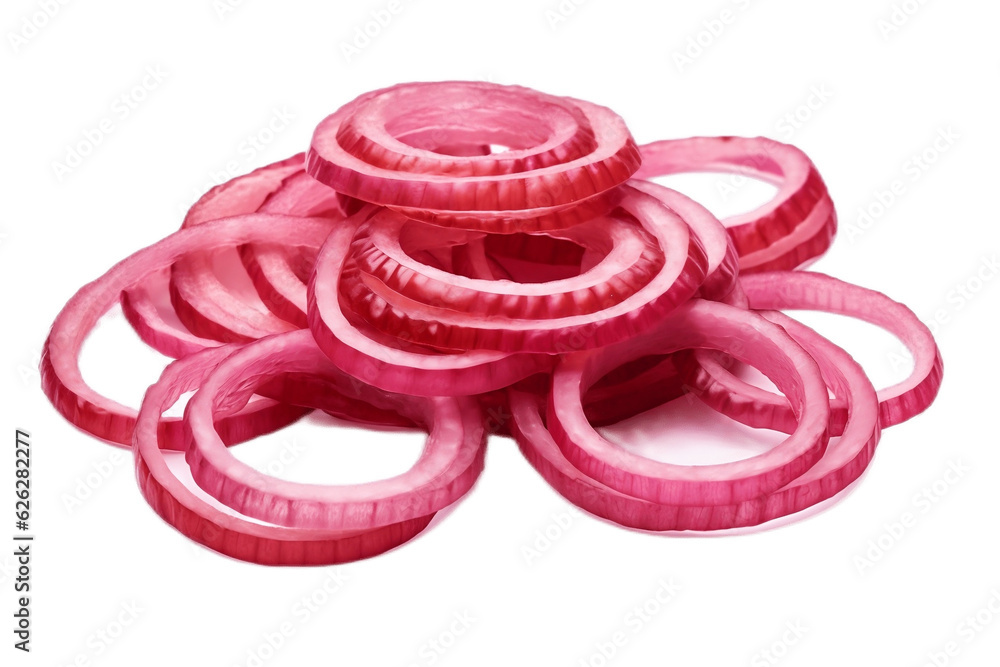 Isolated Red Onion Rings Transparent Background. Generative AI
