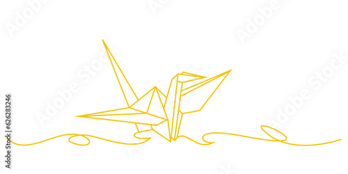 illustration line art paper bird origami. vector eps 10