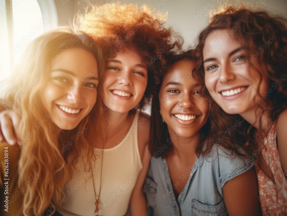 Fototapeta premium Friendship Day. Happy friends is smilling. Generative AI