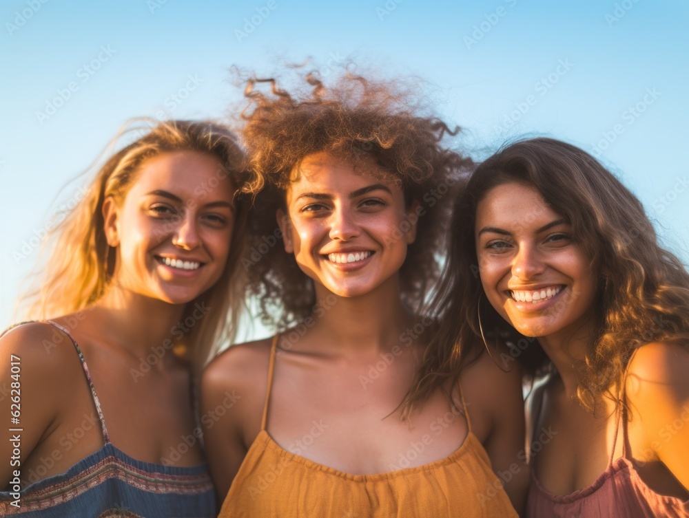 Friendship Day. Happy friends is smilling. Generative AI Friendship Day. Happy friends is smilling. Generative AI