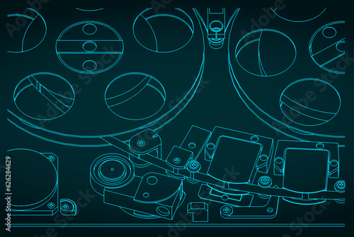 Tape drive mechanism of reel-to-reel recorder sketch