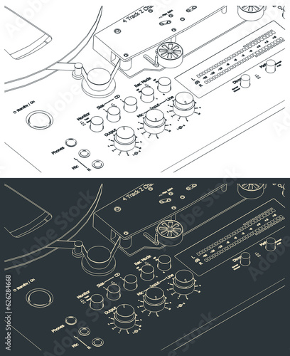 Tape drive mechanism of reel-to-reel recorder close up