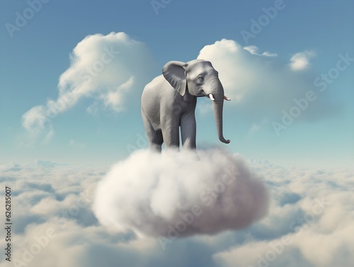 Ein Elefant schwebt auf Wolke Sieben photo
