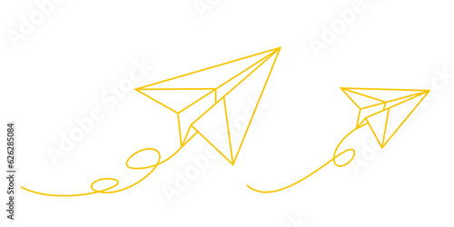 Paper airplane origami line art style. vector eps 10 illustration
