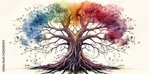 Tree of life with the roots. Superlative generative AI image