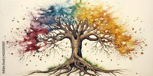 Tree of life with the roots. AI generative. photo