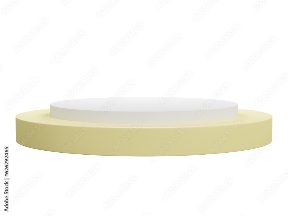 Yellow and white 3d rendering display, podium, mockup, stage Yellow and white 3d rendering display, podium, mockup, stage
