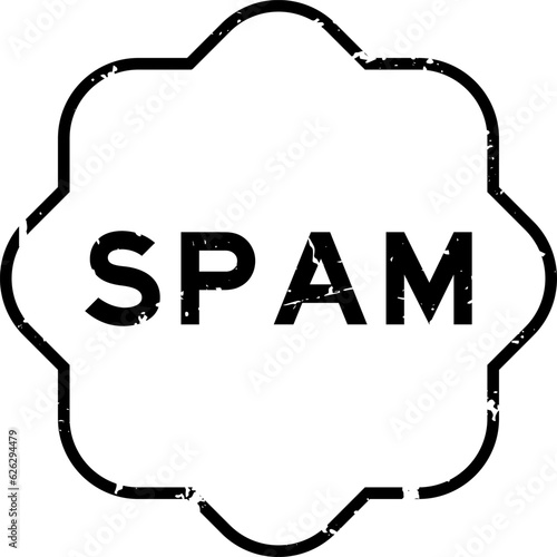 Grunge black spam word rubber seal stamp on white background