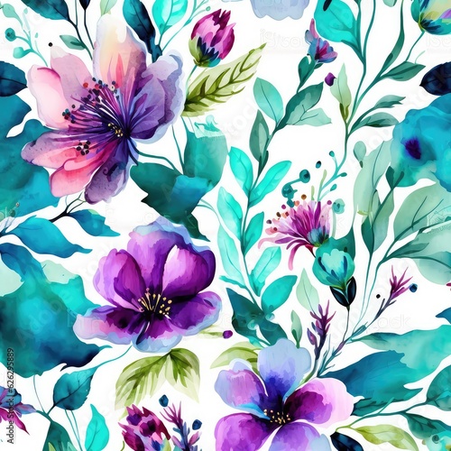 hand painted watercolor texture floral pattern backdrop generative ai