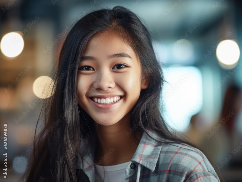 Asian Girls' Education. Happy beautiful Asian Girl is smilling. Generative AI Asian Girls' Education. Happy beautiful Asian Girl is smilling. Generative AI