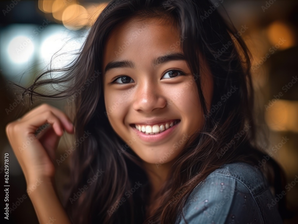 Asian Girls' Education. Happy beautiful Asian Girl is smilling. Generative AI Asian Girls' Education. Happy beautiful Asian Girl is smilling. Generative AI