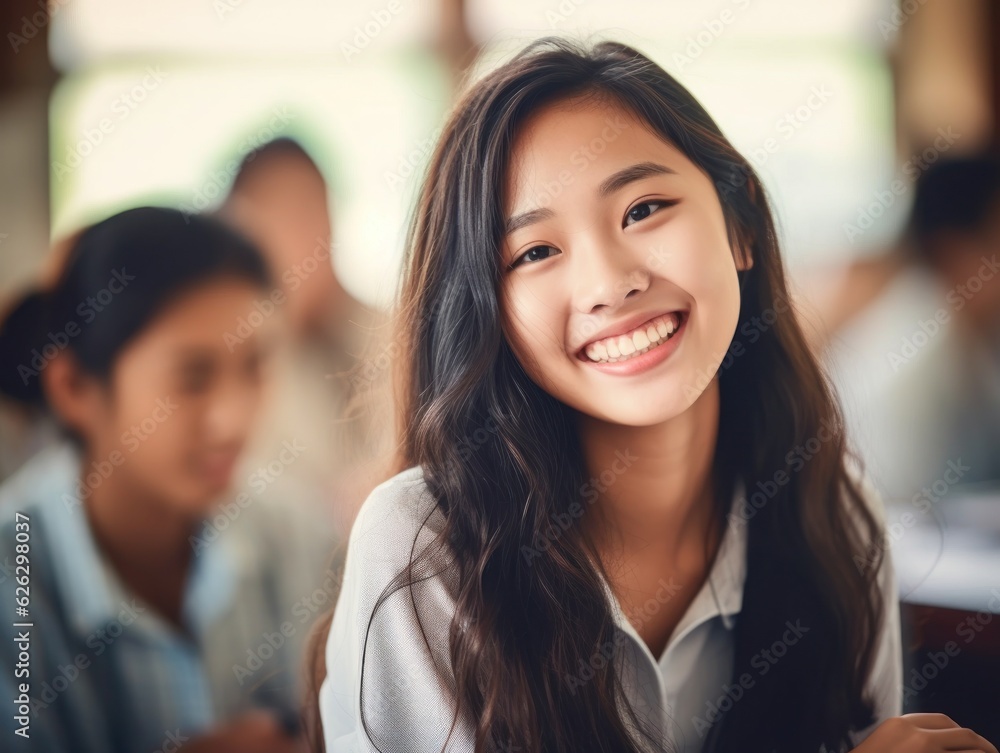 Asian Girls' Education. Happy beautiful Asian Girl is smilling. Asian Girls' Education. Happy beautiful Asian Girl is smilling.