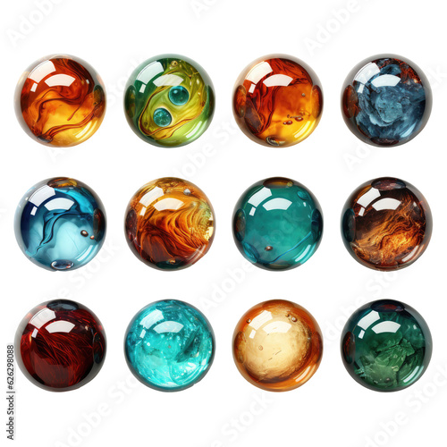 set of crystal ball on transparent background