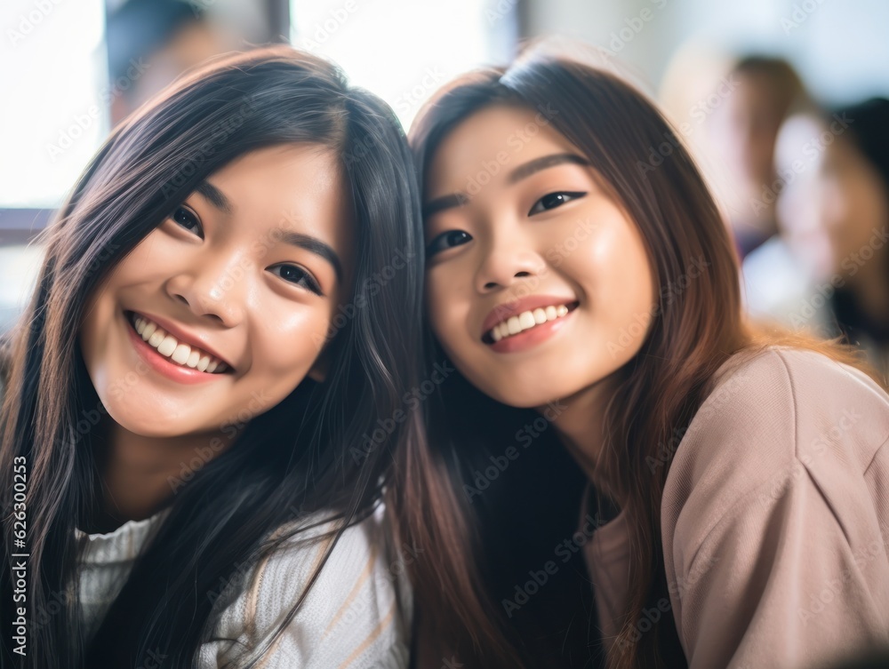 Asian Girls' Education. Happy beautiful Asian Girl is smilling. 