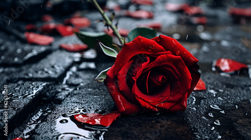 red rose on a table