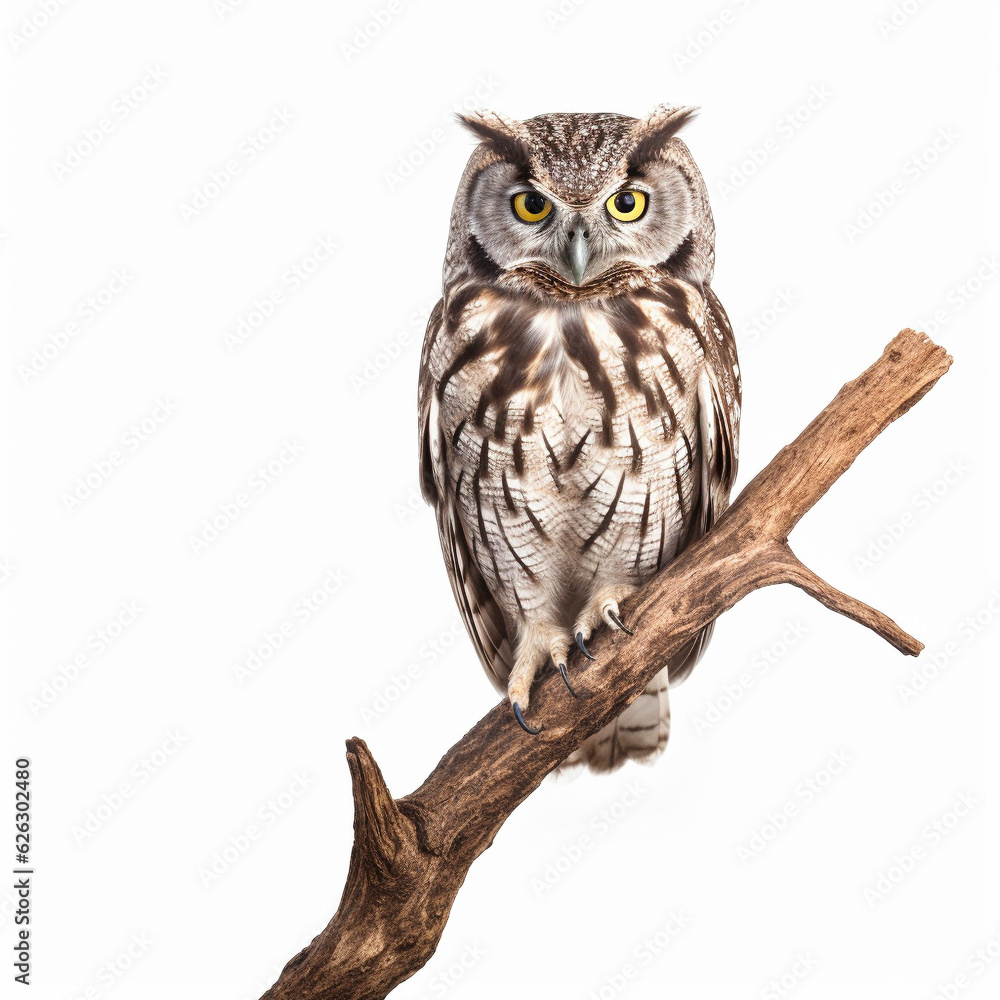 Naklejka premium フクロウ 白背景 AI生成画像 ジェネレーティブAI