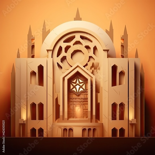 Synagogue 3d cartoon illustration - Generative AI.