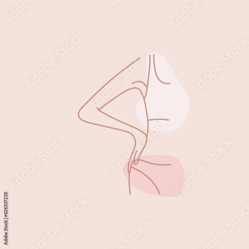 Woman body. Female outline in swimsuit or underwear. Hand drawn pastel pink minimal illustration. Sexy beautiful skin female character in bra and panties. Cards or posters. Vector line isolated set