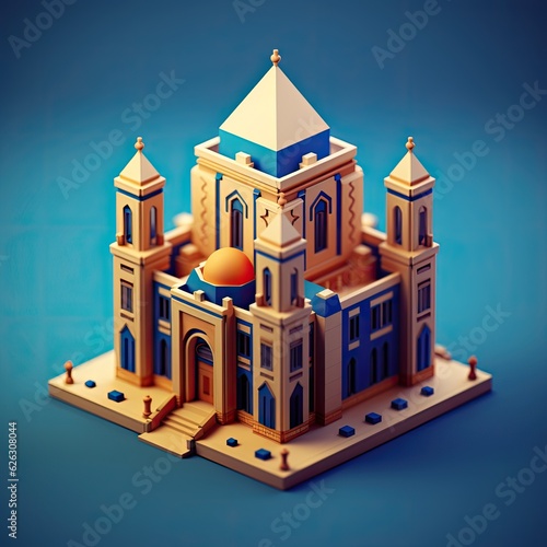 Synagogue 3d cartoon illustration - Generative AI.