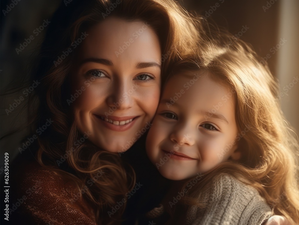 Happy Mother's Day. Mather and daughter smiling happily. Happy Mother's Day. Mather and daughter smiling happily.