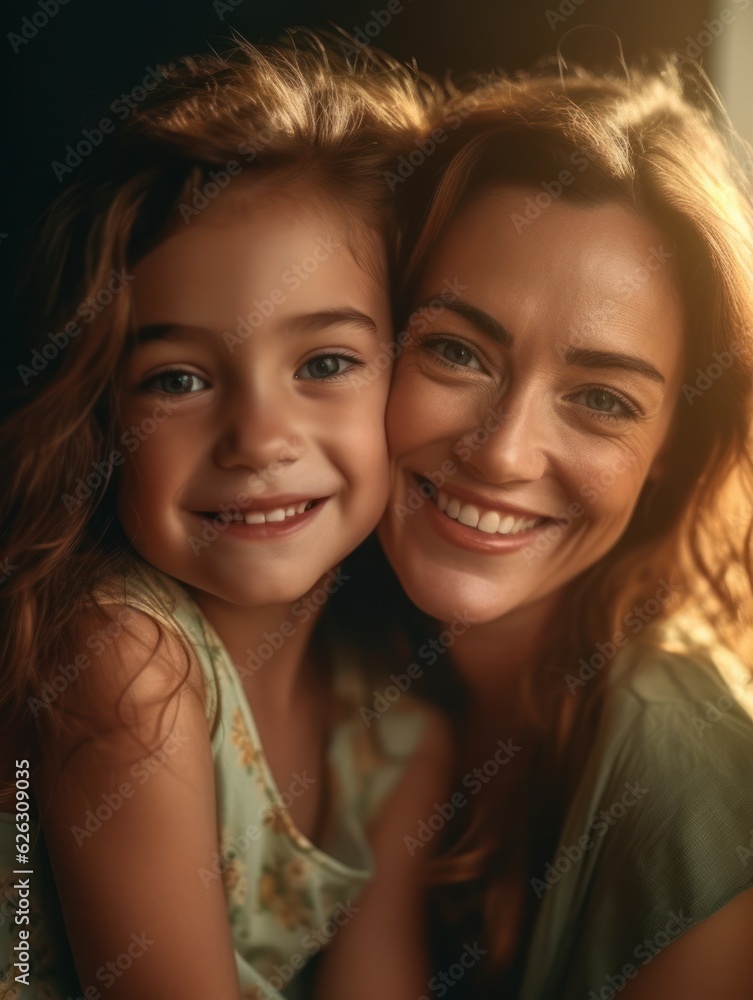 Fototapeta premium Happy Mother's Day. Mather and daughter smiling happily. 