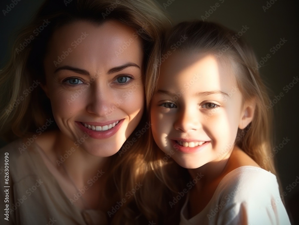 Happy Mother's Day. Mather and daughter smiling happily. Happy Mother's Day. Mather and daughter smiling happily.