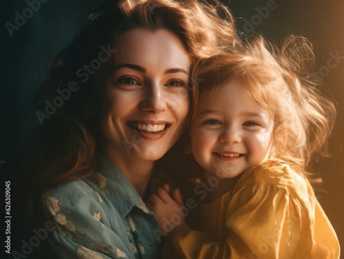 Happy Mother's Day. Mather and daughter smiling happily. 