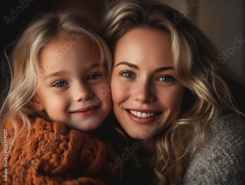 Happy Mother's Day. Mather and daughter smiling happily. 