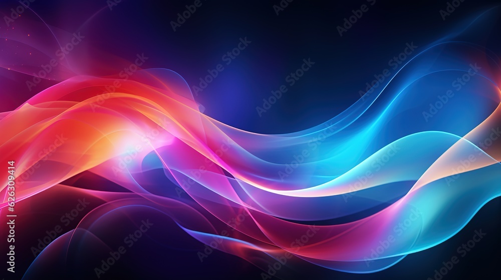 Colorful abstract wave on dark background, blue, magenta and pink liquid swirl with neon light 3d shape illustration for presentation brochure, booklet, poster design Generative AI Colorful abstract wave on dark background, blue, magenta and pink liquid swirl with neon light 3d shape illustration for presentation brochure, booklet, poster design Generative AI
