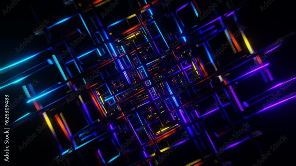 Lively and immersive VJ loop showcasing a pulsating neon backdrop.