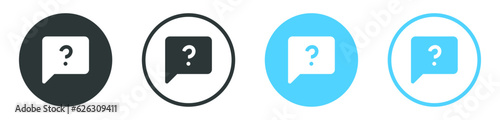 Question mark icon in speech bubble. Ask, support, help, faq, icon, sign, symbol - Chat question icon button. vector web app ui icons set