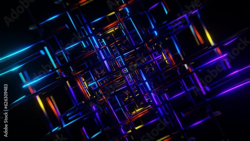 Lively and immersive VJ loop showcasing a pulsating neon backdrop.